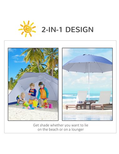 Outsunny 2m Beach Sport Umbrella Parasol-Coated Blue Polyester/Steel 84D-022