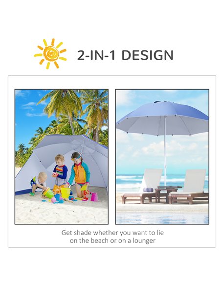 Outsunny 2m Beach Sport Umbrella Parasol-Coated Blue Polyester/Steel 84D-022 - pic 47863 | FastDaddyshop