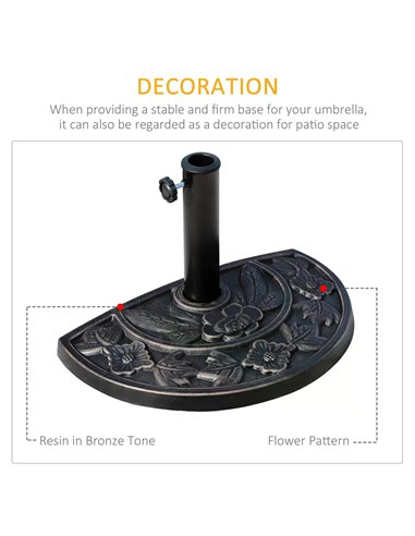 Outsunny Heavy Duty Parasol Umbrella Base, Resin-Bronze Colour   84D-006
