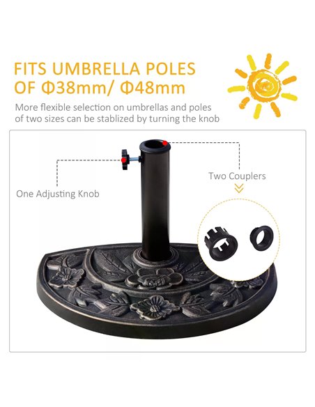 Outsunny Heavy Duty Parasol Umbrella Base, Resin-Bronze Colour   84D-006 - pic 47871 | FastDaddyshop