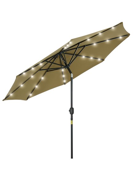 Outsunny 24 LED Solar Powered Parasol Umbrella, Brown 84D-018BN - pic 47875 | FastDaddyshop