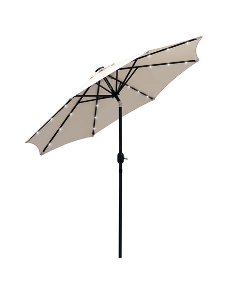 Outsunny 24 LED Solar Powered Parasol Umbrella, Creamy White 84D-018CW - pic 47884 | FastDaddyshop