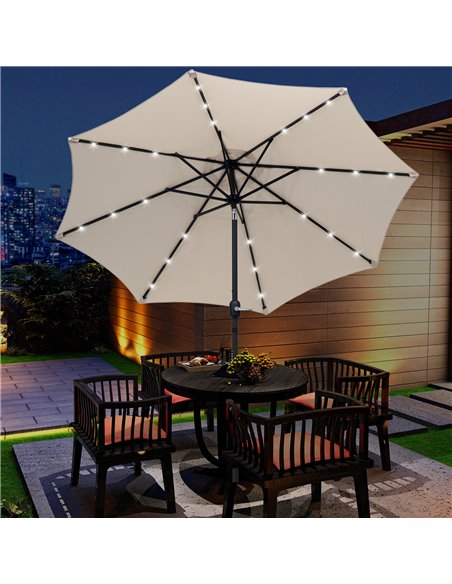Outsunny 24 LED Solar Powered Parasol Umbrella-Creamy White 84D-018CW - pic 47885 | FastDaddyshop