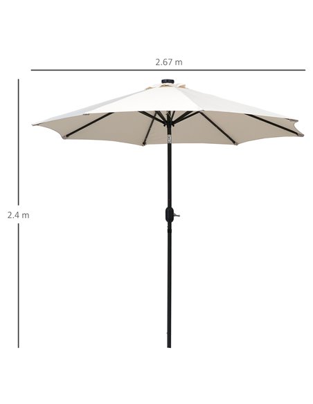 Outsunny 24 LED Solar Powered Parasol Umbrella-Creamy White 84D-018CW - pic 47886 | FastDaddyshop