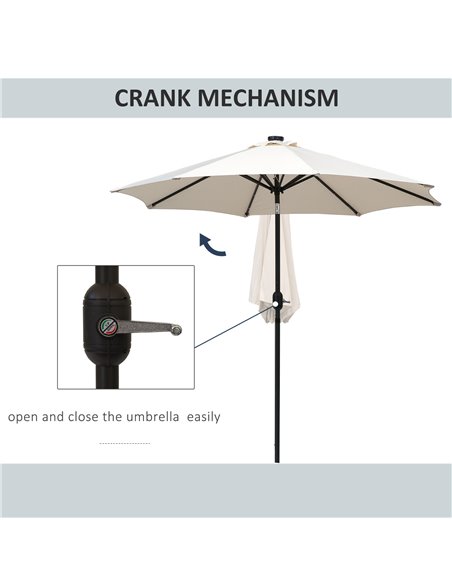 Outsunny 24 LED Solar Powered Parasol Umbrella-Creamy White 84D-018CW - pic 47888 | FastDaddyshop