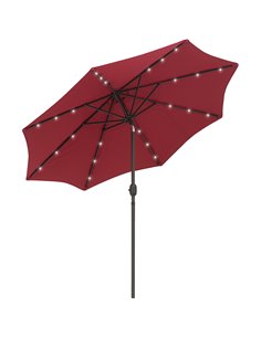 Outsunny 24 LED Solar Powered Parasol Umbrella-Wine Red 84D-018WR