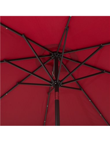 Outsunny 24 LED Solar Powered Parasol Umbrella-Wine Red 84D-018WR