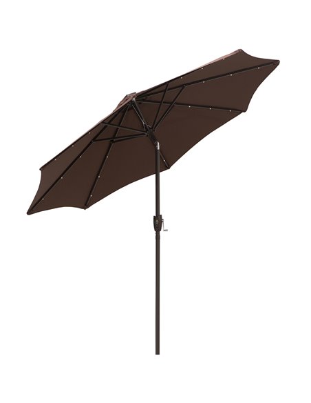 Outsunny Umbrella Parasol 24 Solar LED, Brown 840-125CF - pic 47902 | FastDaddyshop