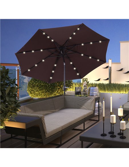 Outsunny Umbrella Parasol 24 Solar LED, Brown 840-125CF - pic 47903 | FastDaddyshop