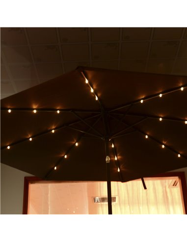 Outsunny Umbrella Parasol 24 Solar LED-Brown/Coffee   840-125CF
