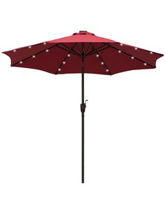 Outsunny Φ2.7m Garden 24 LED Light Parasol Solar, Red 840-125WR