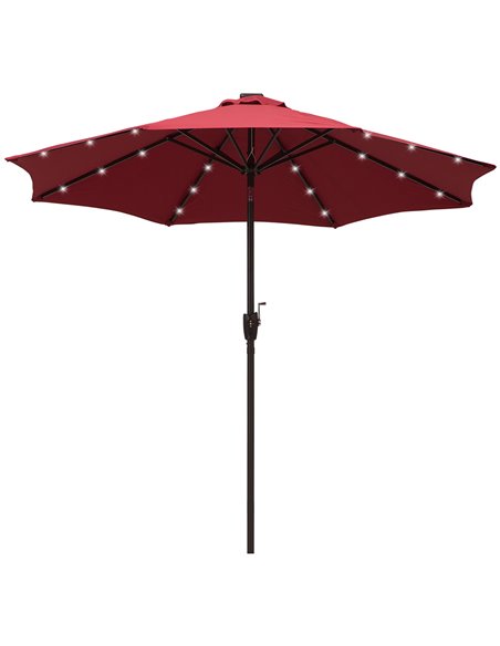 Outsunny Φ2.7m Garden 24 LED Light Parasol Solar, Red 840-125WR - pic 47911 | FastDaddyshop