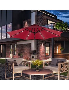 Outsunny Φ2.7m Garden 24 LED Light Parasol Solar, Red 840-125WR 2