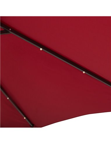 Outsunny Φ2.7m Garden 24 LED Light Parasol Solar Outdoor Tilt Sun Umbrella Patio Club Party Event Manual Sun Shade w/ Hand Crank