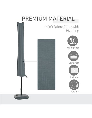 Outsunny Garden Offset Umbrella Parasol Waterproof Cover-Grey 84B-064