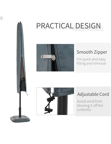 Outsunny Garden Offset Umbrella Parasol Waterproof Cover-Grey 84B-064