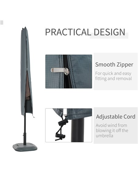 Outsunny Garden Offset Umbrella Parasol Waterproof Cover-Grey 84B-064 - pic 47933 | FastDaddyshop