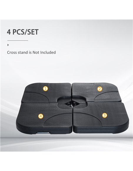 Outsunny 4 pc Parasol Base Heavy Duty Plastic Umbrella Weight Base-Black 84D-021 - pic 47941 | FastDaddyshop
