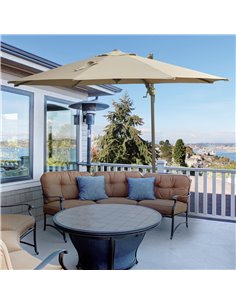 Outsunny 3M Cantilever Patio Parasol Roma Umbrella, Khaki 840-122 2