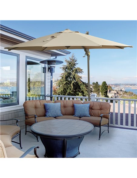 Outsunny 3M Cantilever Patio Parasol Roma Umbrella Hanging Sun Shade Canopy Cover Tilt Crank 360 Degree Rotating System Khaki 84 - pic 47948 | FastDaddyshop