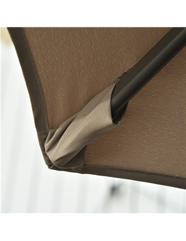 Outsunny 3M Cantilever Patio Parasol Roma Umbrella Hanging Sun Shade Canopy Cover Tilt Crank 360 Degree Rotating System Khaki 84