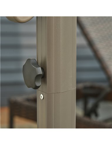 Outsunny 3M Cantilever Patio Parasol Roma Umbrella Hanging Sun Shade Canopy Cover Tilt Crank 360 Degree Rotating System Khaki 84