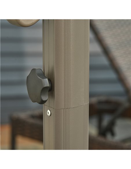 Outsunny 3M Cantilever Patio Parasol Roma Umbrella Hanging Sun Shade Canopy Cover Tilt Crank 360 Degree Rotating System Khaki 84 - pic 47955 | FastDaddyshop