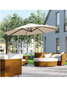 Outsunny 3M Banana Parasol Hanging Cantilever Umbrella, Beige 840-126 2
