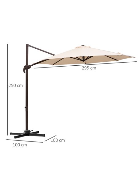 Outsunny 3M Banana Parasol Hanging Cantilever Umbrella W/ Cross Base Hand Crank Aluminium Frame 360°Rotation Hand Crank-Beige 84 - pic 47958 | FastDaddyshop