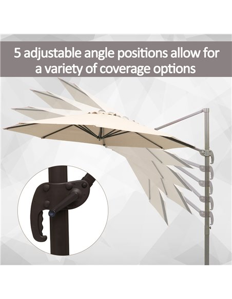 Outsunny 3M Banana Parasol Hanging Cantilever Umbrella W/ Cross Base Hand Crank Aluminium Frame 360°Rotation Hand Crank-Beige 84 - pic 47960 | FastDaddyshop