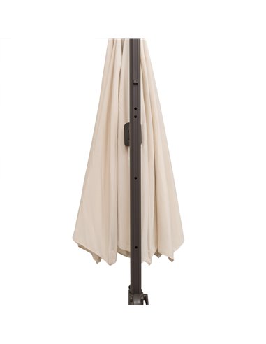 Outsunny 3M Banana Parasol Hanging Cantilever Umbrella W/ Cross Base Hand Crank Aluminium Frame 360°Rotation Hand Crank-Beige 84