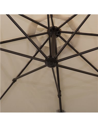 Outsunny 3M Banana Parasol Hanging Cantilever Umbrella W/ Cross Base Hand Crank Aluminium Frame 360°Rotation Hand Crank-Beige 84