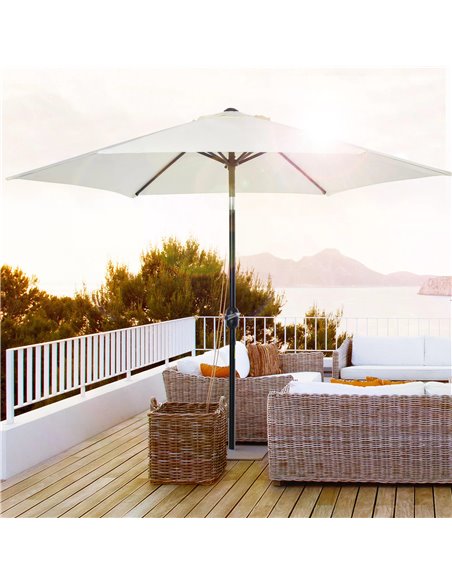 Outsunny 2.7 m Patio Umbrella Tilt Crank, Cream White 84D-032CW - pic 47966 | FastDaddyshop