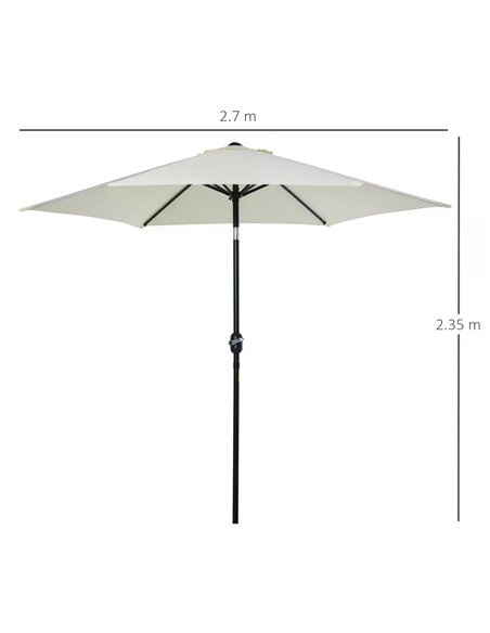 Outsunny 2.7 m Patio Umbrella Sun Shade Tilt Crank Garden Aluminium Frame-Cream White 84D-032CW - pic 47967 | FastDaddyshop