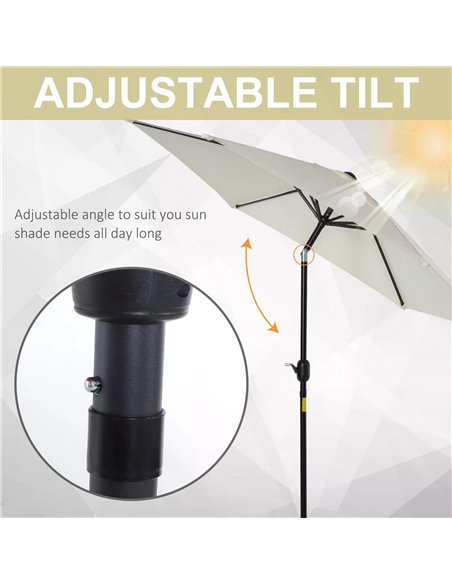 Outsunny 2.7 m Patio Umbrella Sun Shade Tilt Crank Garden Aluminium Frame-Cream White 84D-032CW - pic 47969 | FastDaddyshop