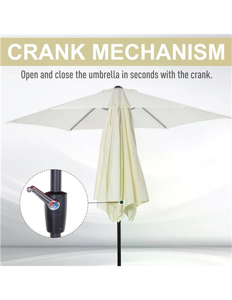 Outsunny 2.7 m Patio Umbrella Sun Shade Tilt Crank Garden Aluminium Frame-Cream White 84D-032CW - pic 47970 | FastDaddyshop