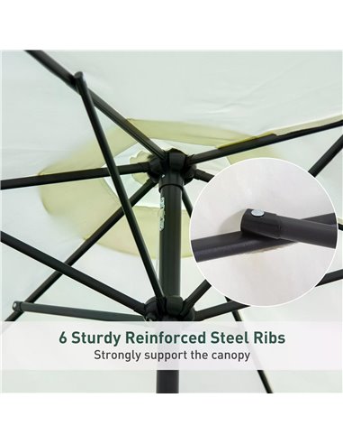 Outsunny 2.7 m Patio Umbrella Sun Shade Tilt Crank Garden Aluminium Frame-Cream White 84D-032CW