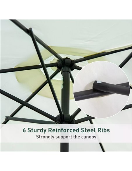 Outsunny 2.7 m Patio Umbrella Sun Shade Tilt Crank Garden Aluminium Frame-Cream White 84D-032CW - pic 47971 | FastDaddyshop