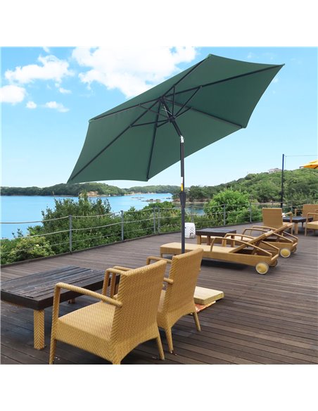 Outsunny 2.7M Outdoor Garden Tilting Parasol Umbrella, Green 84D-032GN - pic 47975 | FastDaddyshop