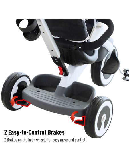 HOMCOM Baby Tricycle 4-in-1 W/Canopy, 3 Wheels-Dark Grey - pic 4798 | FastDaddyshop