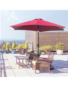 Outsunny 2.7M Outdoor Garden Tilting Parasol Umbrella, Wine Red 84D-032WR 2