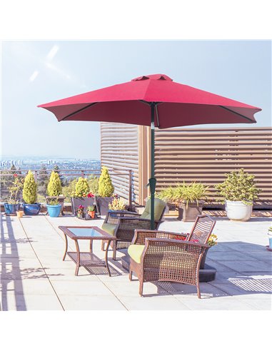 Outsunny 2.7M Outdoor Garden Tilting Parasol Umbrella, Wine Red 84D-032WR