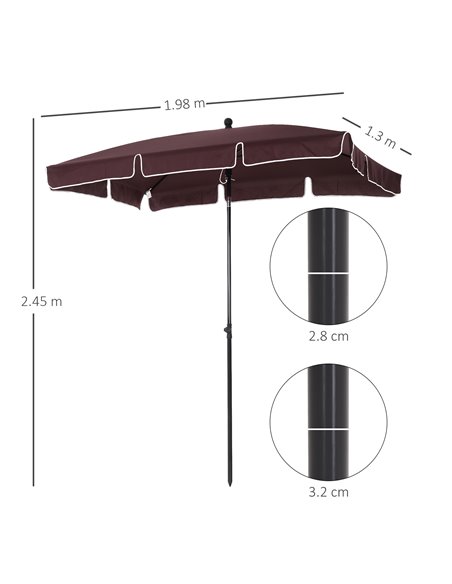 Outsunny Aluminum Umbrella Parasol-Brown 84D-016CF - pic 47994 | FastDaddyshop