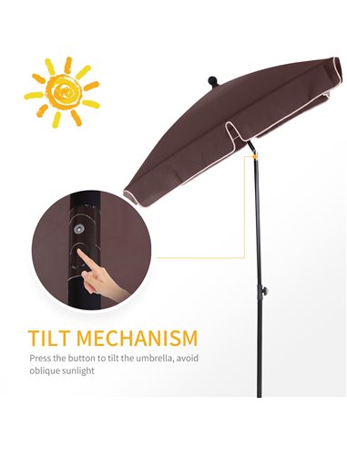 Outsunny Aluminum Umbrella Parasol-Brown 84D-016CF