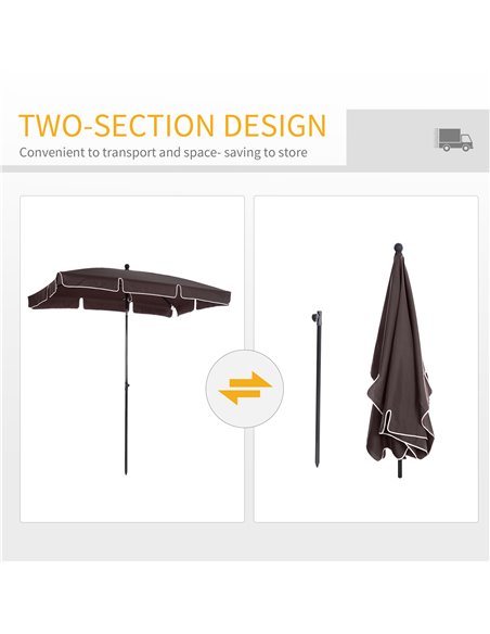Outsunny Aluminum Umbrella Parasol-Brown 84D-016CF - pic 47996 | FastDaddyshop
