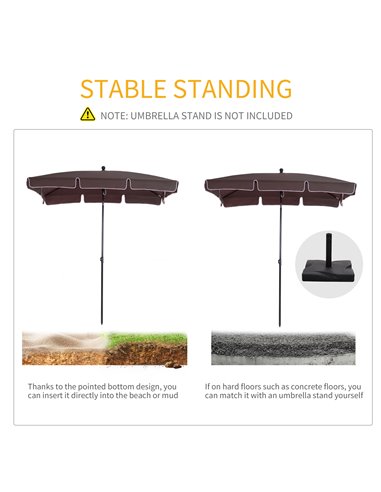 Outsunny Aluminum Umbrella Parasol-Brown 84D-016CF