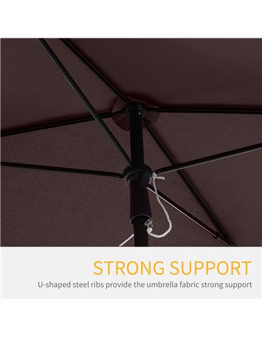 Outsunny Aluminum Umbrella Parasol-Brown 84D-016CF