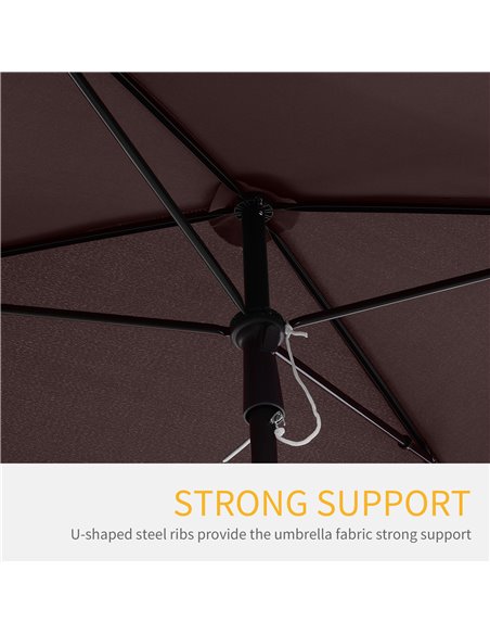 Outsunny Aluminum Umbrella Parasol-Brown 84D-016CF - pic 47998 | FastDaddyshop