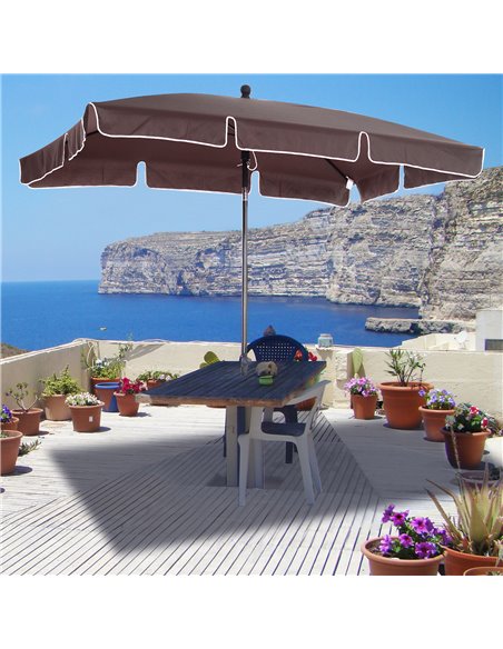 Outsunny Aluminum Umbrella Parasol-Brown 84D-016CF - pic 47999 | FastDaddyshop