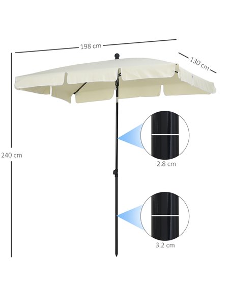 Outsunny Aluminium Sun Umbrella Parasol Patio Garden Tilt 2M x 1.25M Cream White 84D-016CW - pic 48003 | FastDaddyshop